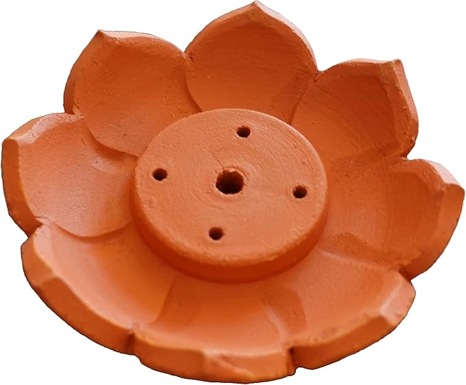 Incense Burner for Sticks, Cones, Resins and Charcoal Discs | Versatile Coal Disc and Resin Burner | Potter's-Wheel-Made Clay Terracota Ash Catcher | Incense Sticks Holder | Incense Stand