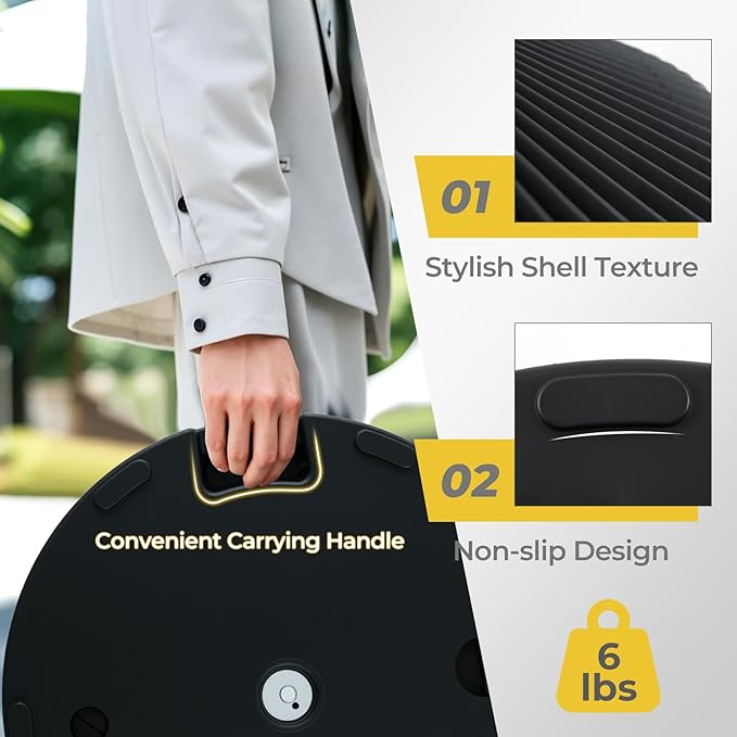 Giantex Fillable Umbrella Base - 55 lbs HDPE Patio Umbrella Stand, Water or Sand Filled, Shell Texture, 3 Hole Rings, Portable Pole Holder for Outdoor Poolside Deck Garden Beach, Round