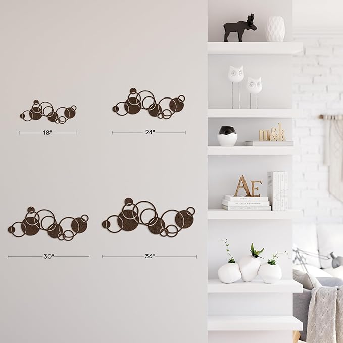 SIGNLEADER Metal Wall Art Decor Circle Shapes Minimalist Modern Abstract Wall Sculpture Hangings Home Decoration for Living Room, Bedroom, Bathroom, Kitchen, Outdoor - 24" Bronze