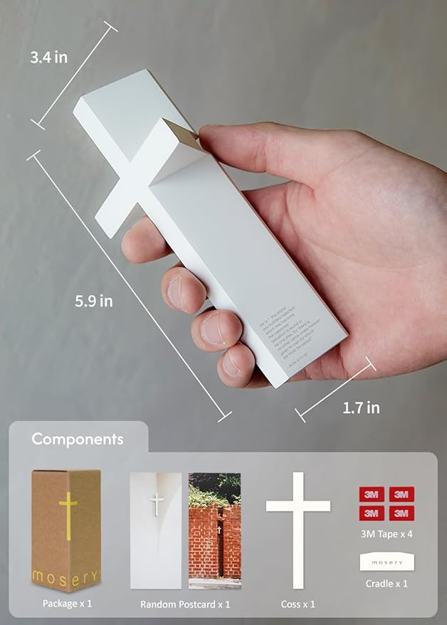 mosery Wall Cross White Color 5.9 high inch For Christmas, Christians Spiritual Religious Cross With Magnetic on Wall For Church Room Decoration (2EA/Pack)