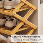 Upgraded The 9-Tier No-Assembly Bamboo Shoe Rack (3–9 Tier), Folding Bamboo Shoe Storage Rack with Zero Assembly Required and Space-Saving Design for Entryway Closet Apartment (Brown, 8 Tier)