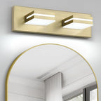 OKELI 2 Lights Bathroom Vanity Light Fixtures Gold LED Dimmable Vanity Light Over Mirror Modern Wall Mounted Lighting Fixture, 350° Rotatable Lamp Head 24W Cold White 6000K ETL Listed