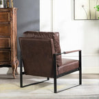 Container Furniture Classic Mid Century Modern Accent Chair with Durable Square Metal Frame, Armchair for Living Room, Bedroom, Home Office in Spotted Microfiber Upholstery, Dark Brown