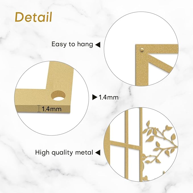 SIGNLEADER Metal Wall Art Decor Bird Silhouette on Branch Modern Abstract Wall Sculpture Hangings Home Decoration for Living Room, Bedroom, Bathroom, Kitchen, Outdoor - 30" Gold