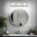 SOLFART LED Bathroom Vanity Light Fixtures： 3 Light Brushed Nickel Modern Acrylic Bathroom Wall Lighting Fixtures Over Mirror 20in 5CCT
