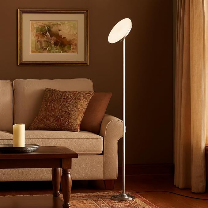 Floor Lamp, 30W/2600LM Bright Floor Lamp with Remote Control, Stepless Adjust Color Temperatures & Brightness, Torchiere Standing Lamp for Living Room Bedroom Office (Brushed Nickel)