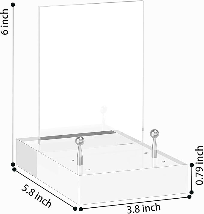SVENJBB Acrylic Easel Display Stand with Adjustable Silver-Toned Pegs for Art, Photos, and Plates, Modern Clear Acrylic Stand for Cookbook, Invitations, Cards, 2Pack