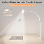 LED Desk Lamp for Office Home, Adjustable Flexible Eye-Caring Desk Light with,5 Modes 10 Brightness Adjustment, USB Adapter Desk Lamp with Clamp-T-W