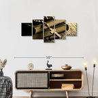 Elephant Stock Bible And Cross Wall Art Multi Piece Canvas - 5 Panel Christian Pictures Decor - Digital Design Canvas Print - Christian Wall Decor - 42" X 19"