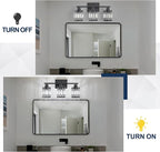 Crystal Modern Bathroom Light Fixtures, 3-Light Black Bathroom Vanity Wall Light, Vanity Lights for Mirror, Restroom, Bedroom (E26 Socket, Bulbs Not Included)
