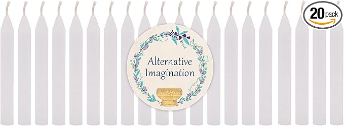 Alternative Imagination White Chime Candles - 20 Pack of Unscented 4 Inch Mini Taper Candles - Dripless Long Burning Ritual Candles for Meditation, Spell Work, Cleansing, Peace & Home Decor