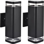 Smart WiFi Outdoor Wall Sconce Lights 2 Pack,Porch Lights RGB Color Changing App Control, Dimmable White Range of 2700K-6500K Up Down Exterior Wall Lights for House,Works with Alexa Google Assistant
