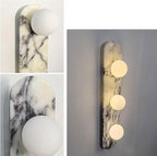 Natural Marble Wall Sconces, 3-Light Alabaster Light, Hardwired Wall Light Fixtures, Modern Wall Mount Wall Lights for Dining Room Stairs Bedroom