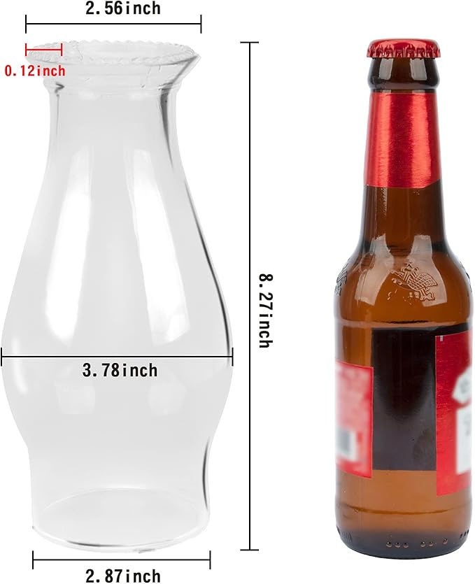 Oil Lamp Chimney Hurricane Lamp Glass Replacement Clear 3 Inch Base for Kerosene Lamp Shade(Wave Style 2P)
