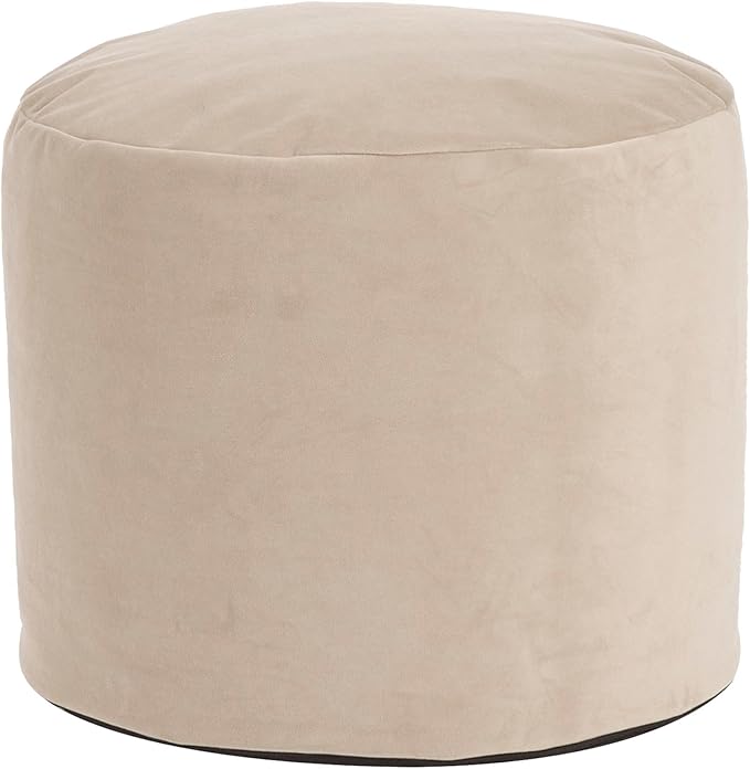 Howard Elliott Tall Round Pouf Ottoman Foot Rest With Cover, Round Stuffed Filled Foot Stool, Fluffy Comfortable Soft Seating for Living Room & Bedroom, 22 x 22 x 18 Inch, Bella Sand