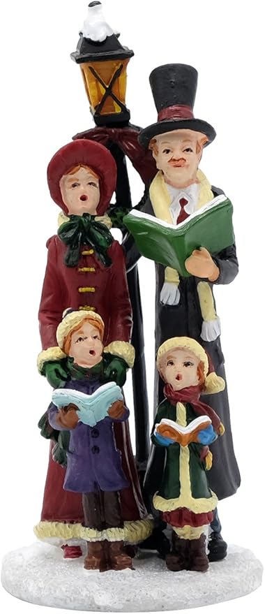 Eldnacele Christmas Musical Snow Globe Lantern Plug in & Battery Operated Glitter Lamp Navitity Scene Lighted Lantern with 6 Hour for Christmas Decoration 12 Inches (Carolers)
