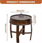 Whiskey Barrel End Table, Handcrafted Oak Wine Barrel Table, Handcrafted Rustic Coffee Table for Farmhouse Living Room Decor