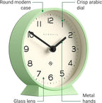 NEWGATE® M Mantel Echo Desk Clock | Modern Round Design | Neo Mint Green | Easy to Read Numbers | Contemporary Style for Desk, Table, Shelf or Bedside