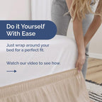 Wrap Around Dust Ruffle Bed Skirt - Wheat - for Full Size Beds w/ 15 Inch Drop - Easy Fit Elastic Strap - Adjustable Pleated Bedskirt w/Brushed Fabric - Wrinkle Free - for Women, Men, Kids & Teens