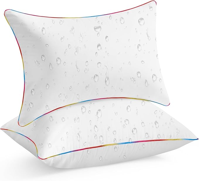 LEBO 12 x 20 Outdoor Waterproof Pillow Inserts - TPU Coated, Soft Fluffy Down Alternative Lumbar Pillows for Patio Couch Sofa - White, Pack of 2