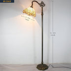 WERFACTORY Tiffany Floor Lamp Cream Stained Glass Dragonfly Arched Lamp 12X18X64 Inches Gooseneck Adjustable Corner Standing Reading Light Decor Bedroom Living Room S139 Series