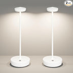LED Cordless Table Lamp,Rechargeable Battery Operated 3 Levels Brightness with Memory Function IP54 Waterproof Portable Lights for Outdoor Patio,Travel,Cafe,Restaurant(2P White)