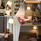 Ambimall Fully Dimmable Floor Lamp - Floor Lamps 9W LED Light Bulbs, Standing Lamps for Living Room, Modern Standing Light Tall Lamp for Bedroom (Gold and White)