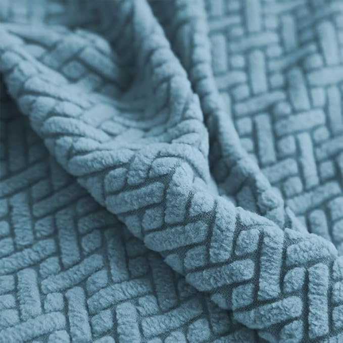 Couch Covers for 2 Cushion Sofa Pet Friendly Couch Cushion Covers Universal Sofa Covers Washable Stretch Slipcovers for Sectional Sofa (Texture Sea Blue,Large Double Seat Cover)