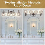 ANDY STAR Brushed Nickel Vanity Lights for Bathroom, 4 Light Vanity Light Brushed Nickel, Farmhouse Vanity Lighting Fixtures, 30.5 Inch Modern Silver Wall Sconce, E26 Base Bulbs Required, UL Certified