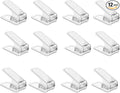 Clear Closet Shoe Slots Organizer 3-Level Adjustable Shoe Stackers For A Pair Of Shoes Double Layer Storage Space Saving Shoe Holder (Clear White, 12 Pack)