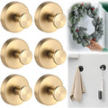 2026 Upgraded Suction Cup Hooks for Door Wreaths, Removable No Drill Wreath Hangers for Front Door, Reusable Hooks Holder for Glass Window Towel Shower Bathroom Kitchen (6, Gold)
