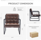 COLAMY Mid Century Modern Accent Chair, Comfy Living Room Chairs, Brown Leather Accent Chair, Faux Leather Reception Armchair with Metal Legs for Living Room Bedroom Reception Waiting Room, Brown