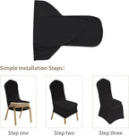 50 Pcs Black Washable Removable Universal for Wedding Party Dining Banquet Polyester Spandex Stretch Slipcovers Chair Covers