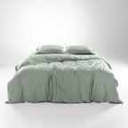 Olive + Crate Tencel Eucalyptus Cooling Duvet Cover Set - Hypoallergenic, Lyocell Tencel Duvet Cover - Soft, Temperature Regulating with Hidden Button Closure & Corner Ties - Queen Size [Spring Sage]
