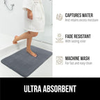 GORILLA GRIP Memory Foam Bath Rugs, Soft Absorbent Velvet Bathroom Mats, Durable Dots on Underside, Machine Washable Bathmat, Carpet Rug Room Decor for Shower Floor, 30x20 Mat, Graphite Gray