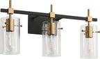 SOLFART Vintage Vanity Lights Bathroom Light Fixture Over Mirror for Bath Glass Shade Light Black and Brass Modern Style 3 Lights
