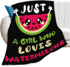 Watermelon Blanket for Girls Women Just A Girl Who Loves Watermelon Throw Blanket Lightweight Fuzzy Cozy Plush Flannel Fleece Blankets for Bed Decor 40"x50"