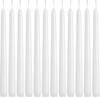 36 Pack White Taper Candles, 7-8 Hours Burn Time, Unscented, Smokeless and Dripless, 0.8 x 10 Inch Dinner Candle Set for Household, Wedding, Party and Home Décor Candlesticks