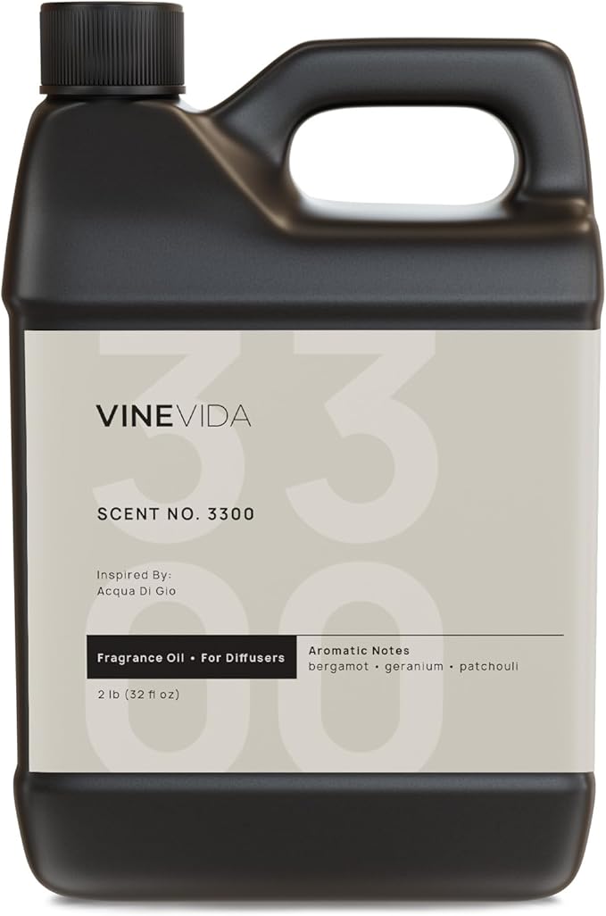 VINEVIDA [32 Fl Oz] Scent NO. 3300 Fragrance Oil for Cold Air Diffusers, Aromatic Notes of Bergamot Geranium Patchouli, Essential Oils for Diffuser Oil Refill & Air Freshener Room Spray