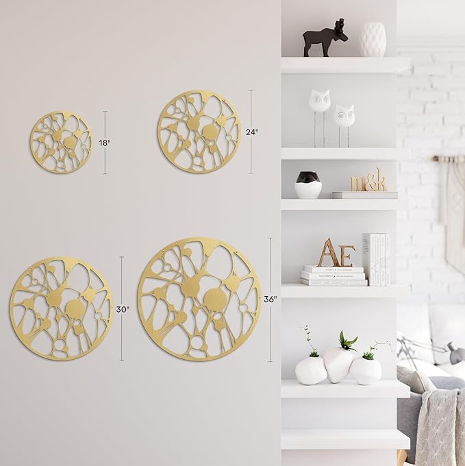 SIGNLEADER Metal Wall Art Decor Abstract Geometric Minimalist Modern Abstract Wall Sculpture Hangings Home Decoration for Living Room, Bedroom, Bathroom, Kitchen, Outdoor - 18" Gold