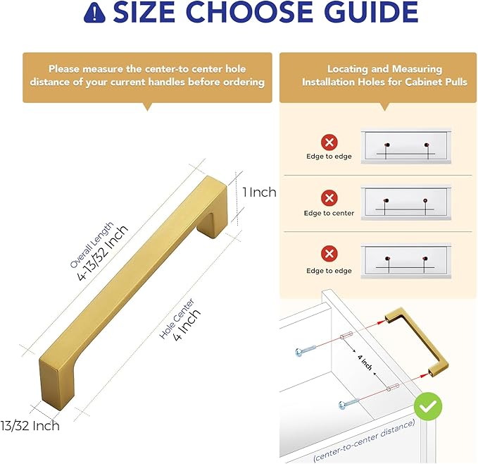 Ravinte 10 Pack Solid 4 Inch Kitchen Square Cabinet Handles Brushed Brass Cabinet Pulls Drawer Pulls Kitchen Cabinet Hardware Handles