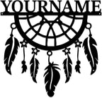 Personalized Dream Catcher Metal Wall Art - Custom Name Iron Sign for Home Decor, 8-30 Inch Black (Style C)