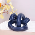 Funky Abstract Blue Knot Knick Knacks - Navy Blue Accent Decor for Coffee Table & Tv Stand, Modern Geometric Sculpture Scandinavian Minimalist Home Statue Decorative Objects Entryway Bookcase Book