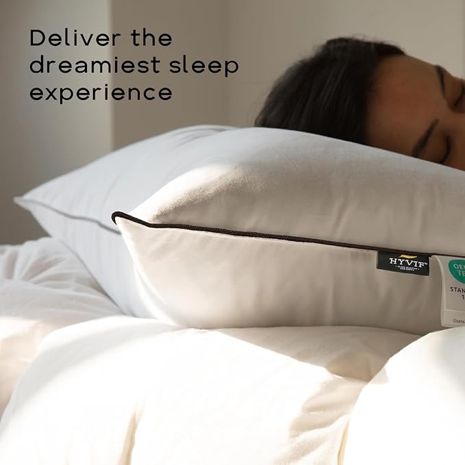 Luxury Down Fiber Pillows Queen Size, Bed Pillows for Sleeping, Pillow for Back, Stomach or Side Sleepers