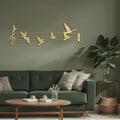 SIGNLEADER Metal Wall Art Decor Music Notes and Birds Modern Abstract Wall Sculpture Hangings Home Decoration for Living Room, Bedroom, Bathroom, Kitchen, Outdoor - 30" Gold