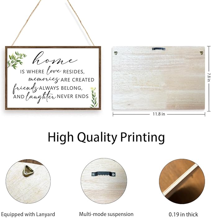 Home is Where Love Resides Sign Wood Plaque Wall Decor,Rustic Family Wooden Hanging Sign Wall Pediments for Home House Front Door Wall Decor