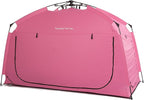 Indoor Instant Privacy Bed Tent for Sleeping,Quick Set-up Bed Canopies,Portable Bed Drapes with Large Space and 3 Doors (Pink, Twin)