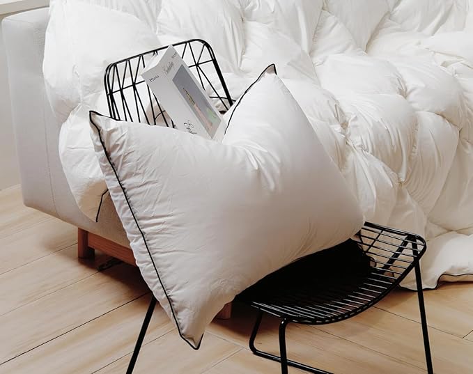 Premium White Luxury Goose Down Pillow - Ultra-Soft, Hypoallergenic, Hotel Quality for Optimal Comfort and Support - 1 Pack, Standard Size (20" x 26")