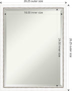 Amanti Art White Wall Mirror 26x20 Morgan White Silver Rectangle Bathroom Mirror for Wall Decor Living Room, Medium Modern Wood Frame, Hangs Horizonally and Vertically, Bathroom Decor, Beveled Edge