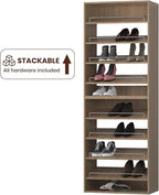 ROOMTEC 31.5" Shoe Shelf Short Tower Closet Unit, Modular Closet System with Shelf, Wardrobe Organizer for Bedroom or Walk-in Closet, Wall Mounted, Customizable Clothes Storage Unit, Wood